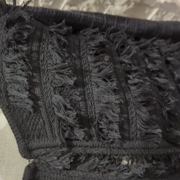 T Tahari Black Fringe Knit Sweater Cardigan - Picture 2 of 7